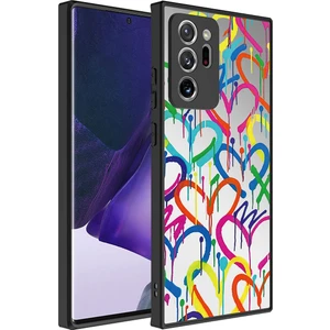 Galaxy Note 20 Ultra Uyumlu Aynalı Desenli Kamera Korumalı Parlak App Mirror Kapak-Kalp