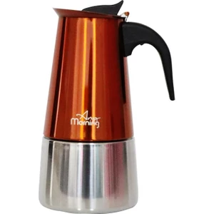 Any Morning FE001-6 Espresso Kahve Makinesi Paslanmaz Çelik Indüksiyonlu Moka Pot 300 ml Bakır