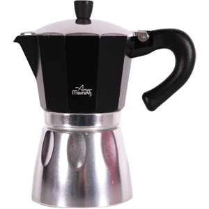 Any Morning Hes-6 Espresso Kahve Makinesi Alüminyum Moka Pot 240 ml Siyah