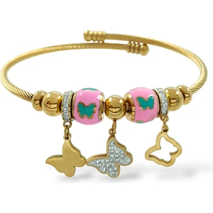 ÇLK Accessories Charmlı Çelik Renkli Kelebek Kelepçe Bileklik