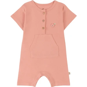 Little Gusto Bambu Kısa Kollu Bebek Şort Tulum Pembe