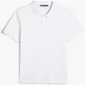 4SAM10113MK 000 Beyaz Erkek Pamuk Jersey Kısa Kollu Basic Polo T-Shirt