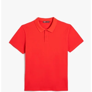 4SAM10113MK 401 Kırmızı Erkek Pamuk Jersey Kısa Kollu Polo Yaka Basic T-Shirt