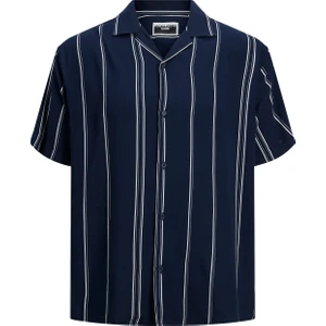 Jack & Jones Jcojeff Aop Resort Shırt Ss Relax Ln Navy