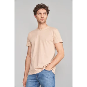 Çetinkaya Mentality 2772 Erkek V Yaka Basic T-Shirt Camel  Pamuk