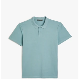 4SAM10113MK 640 Mavi Erkek Pamuk Jersey Kısa Kollu Polo Yaka Basic T-Shirt