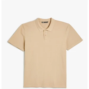 4SAM10113MK 057 Bej Erkek Pamuk Jersey Kısa Kollu Basic Polo T-Shirt