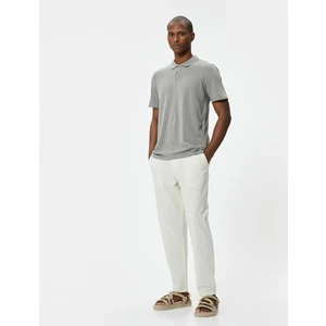 4SAM10113MK 031 Gri Erkek Pamuk Jersey Kısa Kollu Polo Yaka Basic T-Shirt
