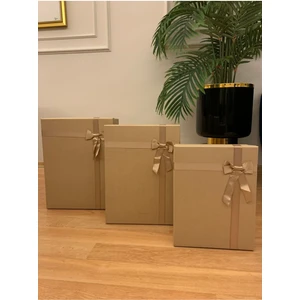 Kıraft Kurdeleli Damat Gelin Çeyiz Bohça Kutusu Dekoratif Set 3 Lü Kıraft Mini
