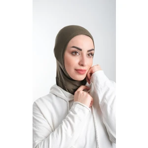 Hürrem Bone Haki Pratik Hazır Geçmeli Tesettür Bone Sandy Kumaş Spor Hijab 2113_09