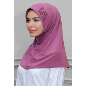 Hürrem Bone Fuşya Pratik Hazır Geçmeli Tesettür Eşarp Sandy Kumaş Elişi Çiçek Işlemeli Güllü 1602_20