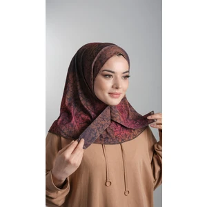Hürrem Bone Bordo Pratik Hazır Geçmeli Tesettür Bone Sandy Kumaş Batik Desenli 2101D_16