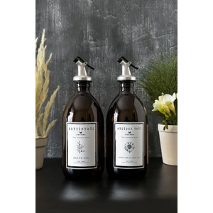 2'li Amber Zeytinyağı Sıvıyağ Şişesi Yağdanlık 500 ml TOMBEYQBZYAY11