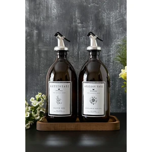 Ahşap Stantlı Amber Zeytinyağı Sıvıyağ Şişesi Yağdanlık 500 ml 500T Bb Za St 4mtomqbzyayset1