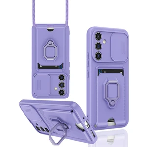 M.TK Moveteck Samsung Galaxy A25 Kılıf Kamera Sürgülü Lens Korumalı Kartvizitli Silikon Kapak Ip Askılı Standlı Zuma