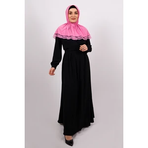 Hürrem Bone Pembe Pratik Hazır Geçmeli Tesettür Eşarp Viskon Kumaş Çıtçıtlı Dantelli 2105_04