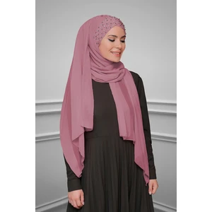 Hürrem Bone Gül Kurusu Pratik Hazır Geçmeli Bone Şal Şifon Kendinden Topuzlu Taşlı Elişi Işlemeli 1450_18
