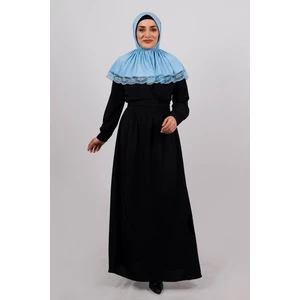 Hürrem Bone Bebe Mavisi Pratik Hazır Geçmeli Tesettür Eşarp Viskon Kumaş Çıtçıtlı Dantelli 2105_11