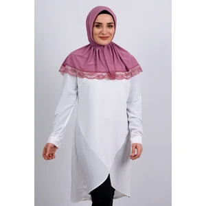 Hürrem Bone Gül Kurusu Pratik Hazır Geçmeli Tesettür Eşarp Viskon Kumaş Çıtçıtlı Dantelli 2105_18