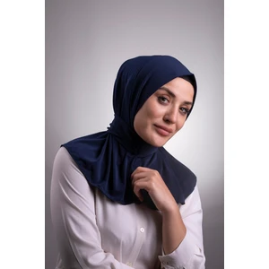 Hürrem Bone Lacivert Pratik Hazır Geçmeli Tesettür Eşarp Sandy Kumaş Arkadan Çıtçıtlı 2101_02