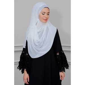 Hürrem Bone Krem Pratik Hazır Geçmeli Malezya Şal Şifon Taşlı 1850_40