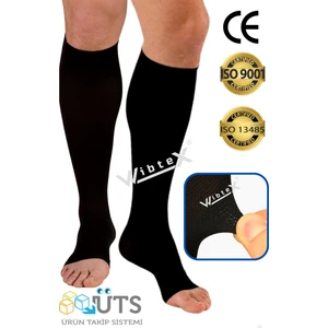 Diz Altı Varis Çorabı Burnu Açık (Siyah Renk) Orta Basınç Ccl2(Çift Bacak)