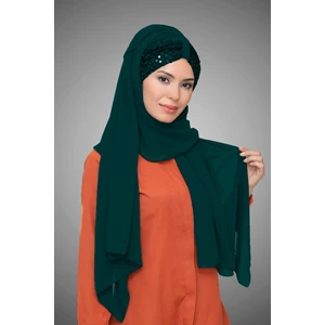 Hürrem Bone Zümrüt Arkadan Bağlamalı Şal Şifon Pullu Pileli 1914_37