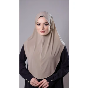 Hürrem Bone Bej Pratik Hazır Geçmeli Tesettür Eşarp Sandy Kumaş Düz 2308_12