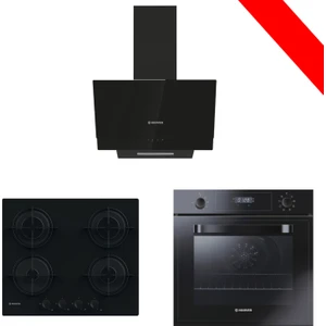 Siyah Cam Ankastre Set (HDG6C2GBTK Davlumbaz, HVW6MBB Ocak, HOT3051BI/E Fırın)