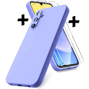 M.TK Moveteck Samsung Galaxy A55 Kılıf Kamera Korumalı Yumuşak Renkli Silikon + 9h Ekran Koruyucu Cam 2'li Set