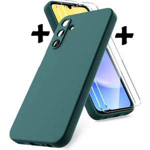 M.TK Moveteck Samsung Galaxy A55 Kılıf Kamera Korumalı Yumuşak Renkli Silikon + 9h Ekran Koruyucu Cam 2'li Set