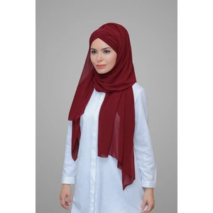 Hürrem Bone Bordo Pratik Hazır Geçmeli Bone Şal Şifon Kendinden Topuzlu Üç Bantlı 1451_16