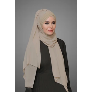 Hürrem Bone Bej Pratik Hazır Geçmeli Bone Şal Şifon Kendinden Topuzlu Üç Bantlı 1451_12