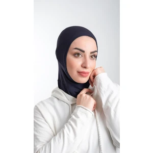 Lacivert Pratik Hazır Geçmeli Tesettür Bone Sandy Kumaş Spor Hijab 2113_02