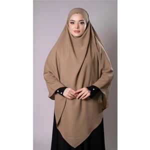 Hürrem Bone Koyu Bej Pratik Hazır Geçmeli Tesettür Eşarp Medine Ipeği Bağcıklı Sufle Hijab 2301_44