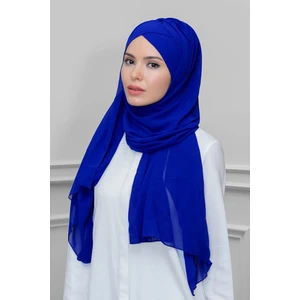 Hürrem Bone Saks Mavisi Pratik Hazır Geçmeli Bone Şal Şifon Kendinden Topuzlu Tek Bantlı 1453_24
