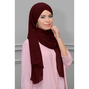 Hürrem Bone Bordo Arkadan Bağlamalı Şal Şifon Çapraz Üç Bantlı 1457_16