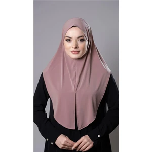 Hürrem Bone Pudra Pratik Hazır Geçmeli Tesettür Eşarp Sandy Kumaş Yırtmaçlı Düz Hijab 2310_06