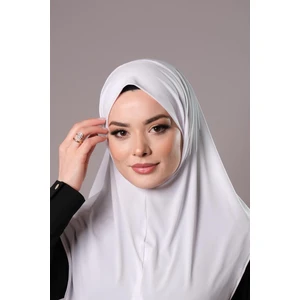 Hürrem Bone Beyaz Pratik Hazır Geçmeli Tesettür Eşarp Sandy Kumaş Düz 2308_42