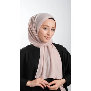 Hürrem Bone Pudra Pratik Hazır Geçmeli Tesettür Şal Örme Kumaş Sade 2118_06
