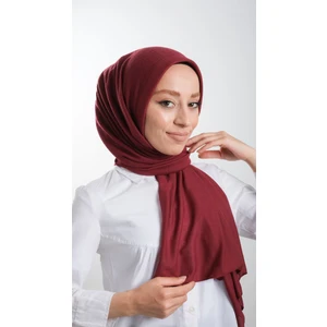 Hürrem Bone Bordo Pratik Hazır Geçmeli Tesettür Şal Örme Kumaş Sade 2118_16
