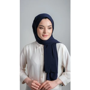 Hürrem Bone Lacivert Pratik Hazır Geçmeli Eşarp Sandy Kumaş Sade 1817_02