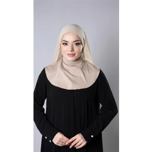 Hürrem Bone Bej Pratik Hazır Geçmeli Şal Şifon Kumaş Bone 3009_12
