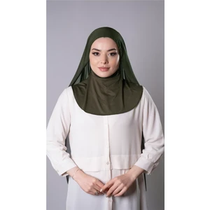 Hürrem Bone Haki Pratik Hazır Geçmeli Şal Şifon Kumaş Bone 3009_09