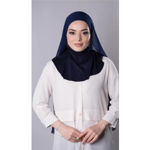 Hürrem Bone Lacivert Pratik Hazır Geçmeli Şal Şifon Kumaş Bone 3009_02