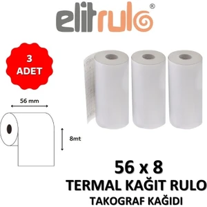 Elit Rulo Elitrulo Takograf Kağıdı 56MM x 8mt - 3 Adet