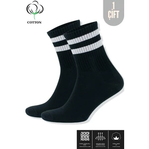 Kral Socks Erkek - Kadın Çizgili Kolej Tenis Çorabı Pamuklu Terletmez Çorap