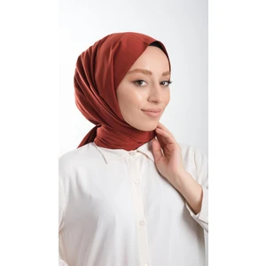 Hürrem Bone Kiremit Düz Klasik Şal Medine Ipeği Sade 202103_05