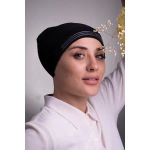 Siyah Arkadan Bağlamalı Iç Bone Viskon Kumaş Kaymaz Silikonlu 3002_01