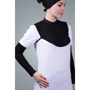 Hürrem Bone Siyah Tesettür Boyunluk Viskon Kumaş Yaka Dantelli 1004_01